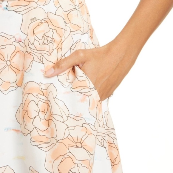 Dyvna ChaCha Peach Floral Overlay Braided Strap Silk Midi Dress Size 10 NWT - Picture 2 of 14